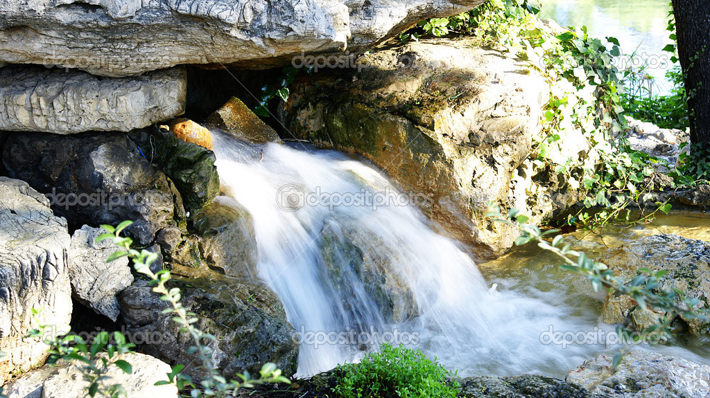 Source waterfall in a park