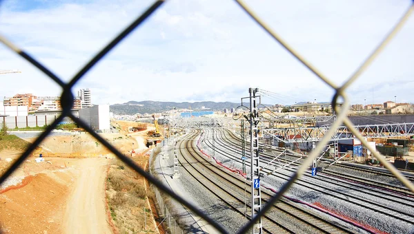 Panorâmica das obras do comboio de alta velocidade AVE — Fotografia de Stock