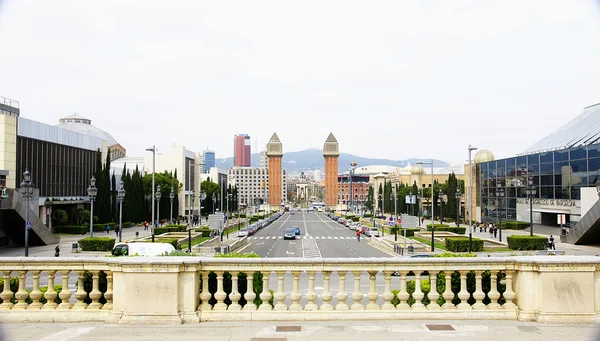 Panoramatické Barcelona od kopce montjuic — Stock fotografie