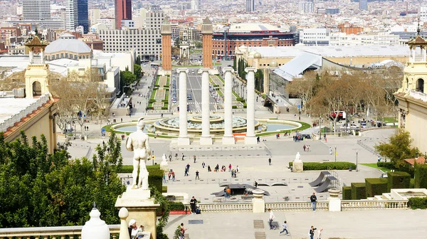 Panoramisch van barcelona van montjuic — Stockfoto