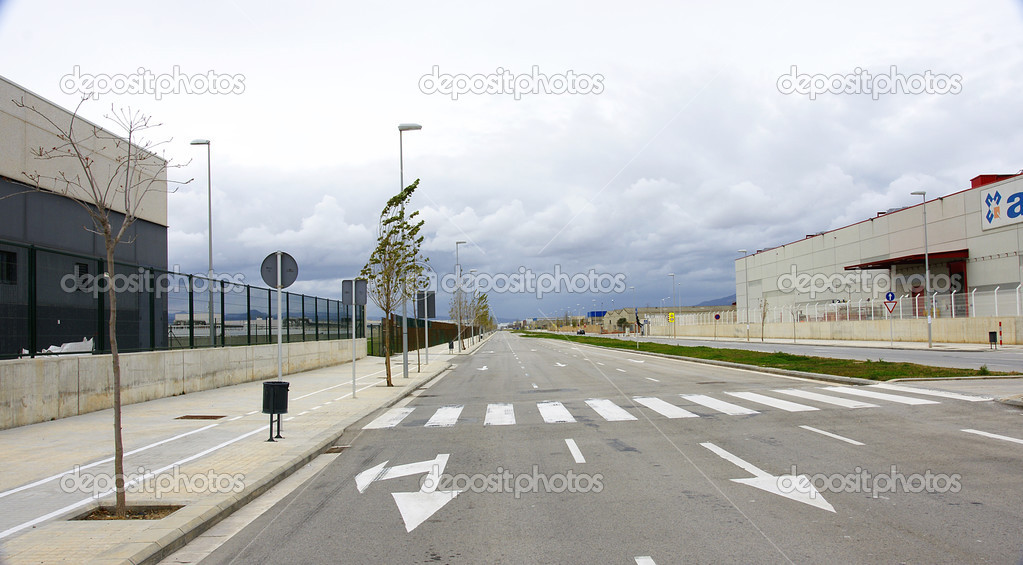 Empty road in an industrial estate