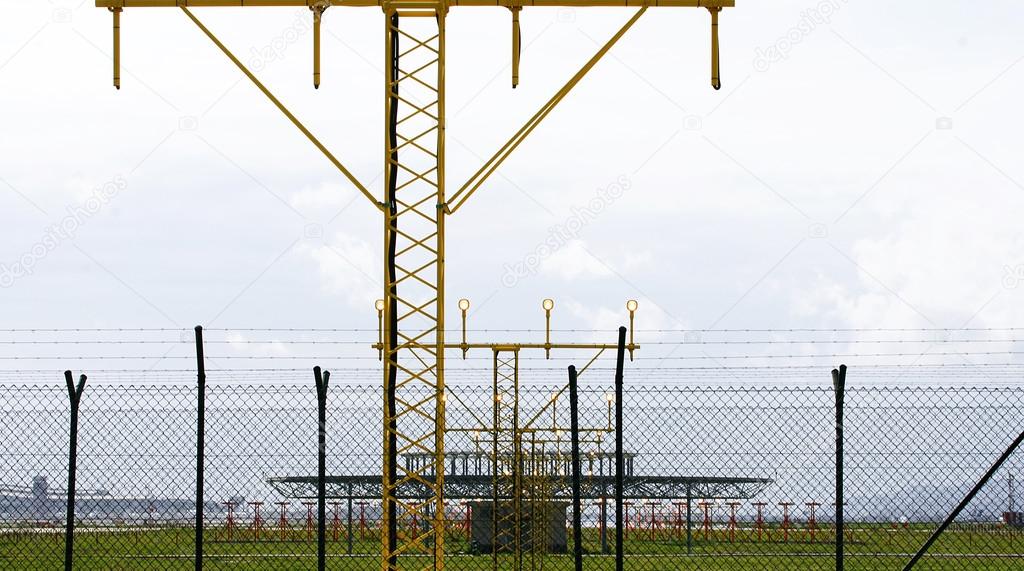 Light signals of the runways airport