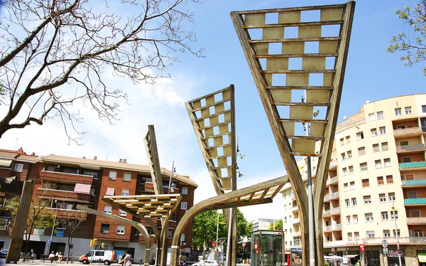 Wood and glass sculptures in the square of the Viceroy Amat — Stock Photo, Image