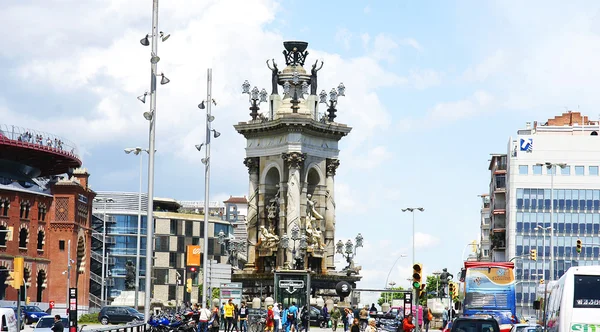 Přehled o Plaza Španělska v Barceloně — Stock fotografie