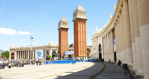 Panorama der plaza españa mit venezianischen türmen — Stockfoto