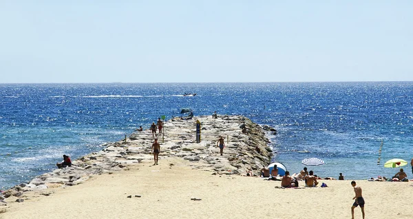 Malecón or breakwater at Mar Bella — 스톡 사진