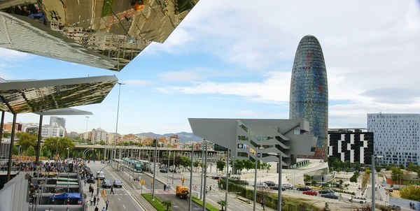 Vista de la Torre Agbar y el Museo de Diseño — Foto de Stock