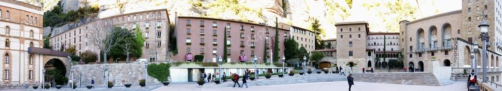 Panoramic of a square of Montserrat