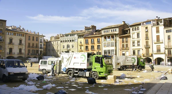 Cleaning service square Vic, Barcelona — Stock Photo, Image