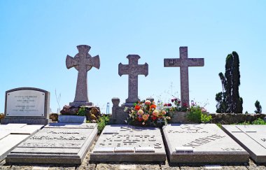 Barcelona, Katalunya, İspanya ve Avrupa 'daki Montjuic mezarlığının panoramisi