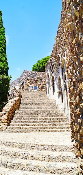 Panorama Van Montjuïsche Begraafplaats Barcelona Catalunya Spanje Europa — Stockfoto