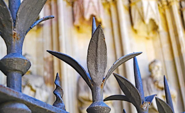 Detail Architecture Grille Door Gothic Style Cathedral Barcelona Catalunya Spain — Stock Photo, Image