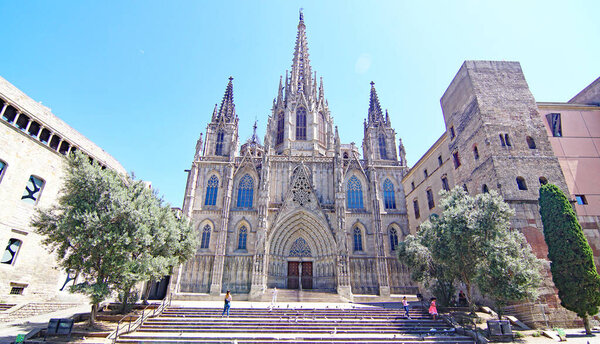 Gothic style cathedral of Barcelona, Catalunya, Spain, Europe