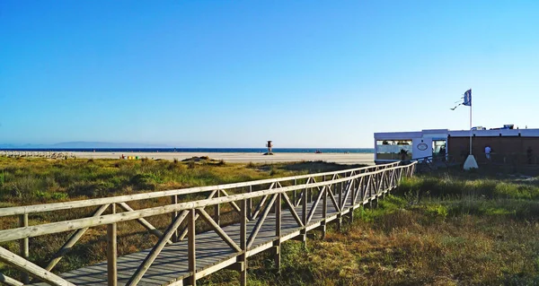 Panoráma Strand Tarifa Kitesurfing Sárkányok Cadiz Spanyolország Európa — Stock Fotó