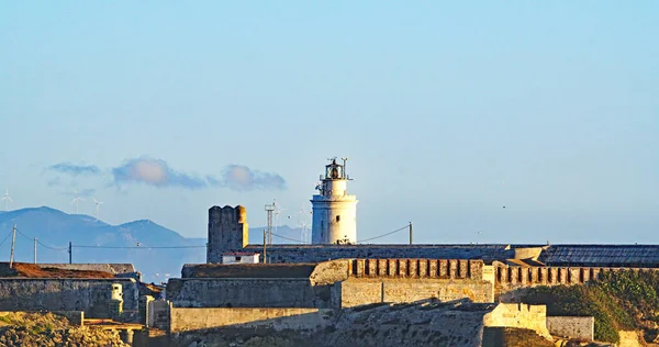 Panorâmica Praia Tarifa Com Kitesurf Pipas Cádiz Espanha Europa — Fotografia de Stock