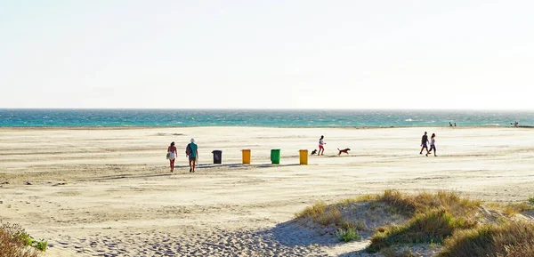 Panorámica Playa Tarifa Con Kitesurf Cometas Cádiz España Europa — Foto de Stock