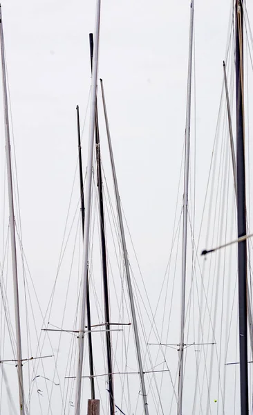 Masts Sailboats Beach Barcelona Catalunya Spain Europe — Fotografia de Stock