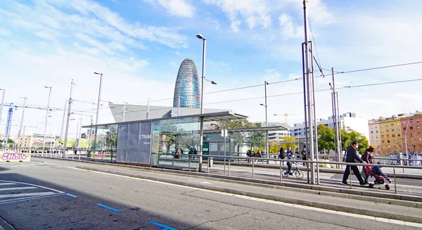 Barcelona Katalunya Spanya Avrupa Daki Les Glories Meydanında Torre Agbar — Stok fotoğraf