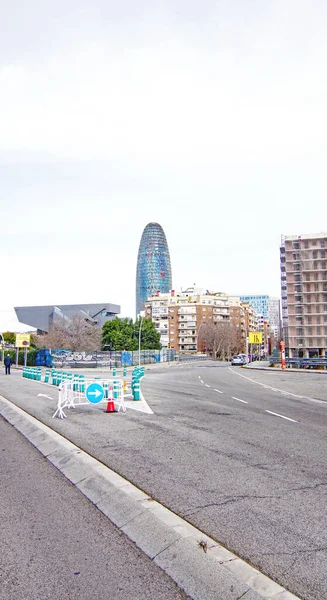 Torre Agbar Och Museu Del Disseny Les Glories Torg Barcelona — Stockfoto