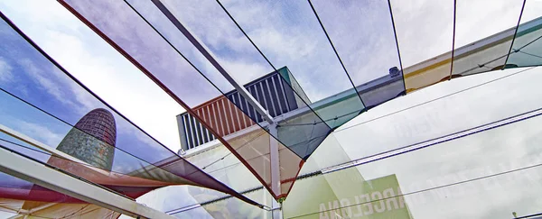 Torre Agbar Museu Del Disseny Het Plein Les Glories Barcelona — Stockfoto