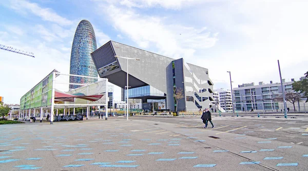 Torre Agbar Museu Del Disseny Plaza Les Glories Barcelona Cataluña — Foto de Stock