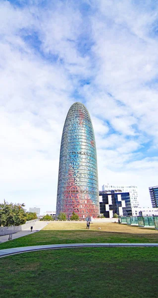Torre Agbar Plaza Les Glories Barcelona Cataluña España Europa — Foto de Stock