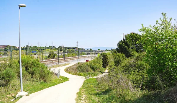 Storage Sleepers Railway Tracks Cerdanyola Del Valls Barcelona Catalunya Spain — Stock Photo, Image