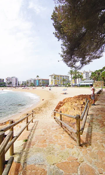 Plage Ville Lloret Mar Gérone Catalogne Espagne Europe — Photo