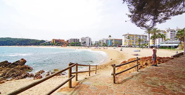 Plaj Kasaba Lloret Mar Girona Katalunya Spanya Avrupa — Stok fotoğraf