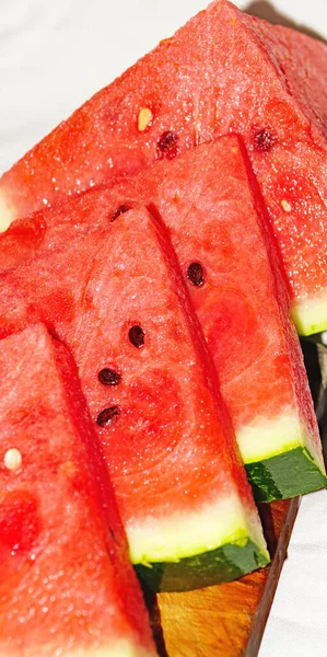 Watermelon Slices Kitchen Marble — Stock Photo, Image