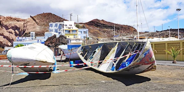 Barche Migranti Nel Porto Restinga Hierro Isole Canarie Spagna Europa — Foto Stock