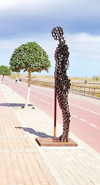 Morro Jable Vuurtoren Sculpturen Strand Jandia Fuerteventura Las Palmas Canarische — Stockfoto