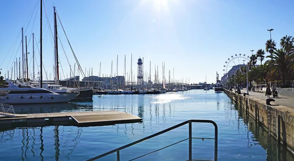 Muelle Del Puerto Fusta Barcelona Cataluña España Europa — Foto de Stock