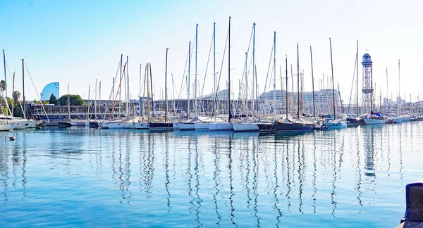 Muelle Del Puerto Fusta Barcelona Cataluña España Europa — Foto de Stock