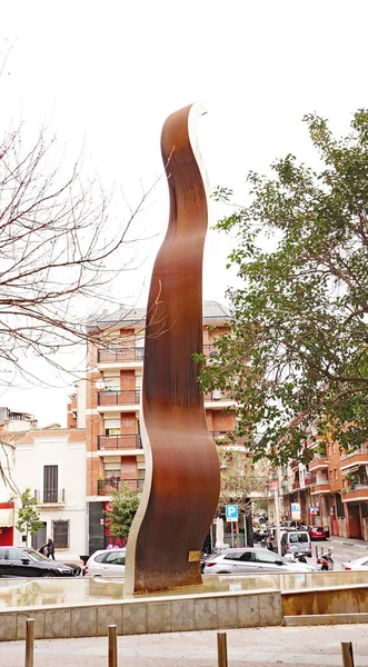 Rzeźba Flama Nou Barris Barcelona Catalunya Hiszpania Europa — Zdjęcie stockowe