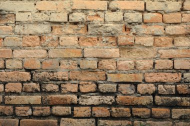 eski bir tuğla duvar ayrıntılı bir görünümünü.