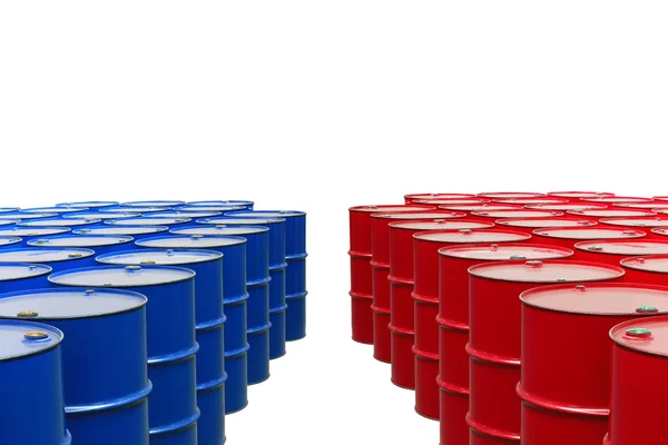 Red and blue barrels — Stock Photo, Image