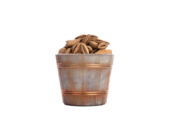 Festive Bucket Almond Isolated White Background — Stockfoto