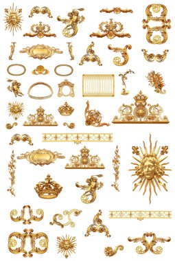 Versailles Sarayı 'nın altın izole edilmiş ayrıntıları. Fransa