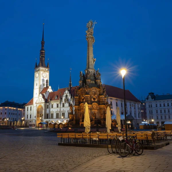 2022 Night Street Scene Main Square Olomouc Bohemia Czech Republic — ストック写真