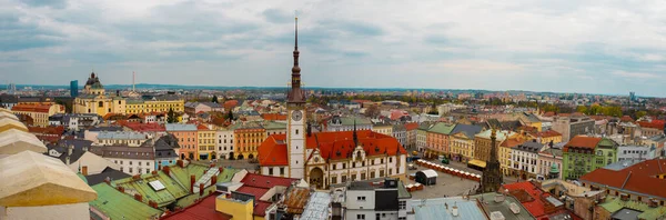 2022 Aerial Panoramic View Upper Square Town Hall Czech City — Zdjęcie stockowe
