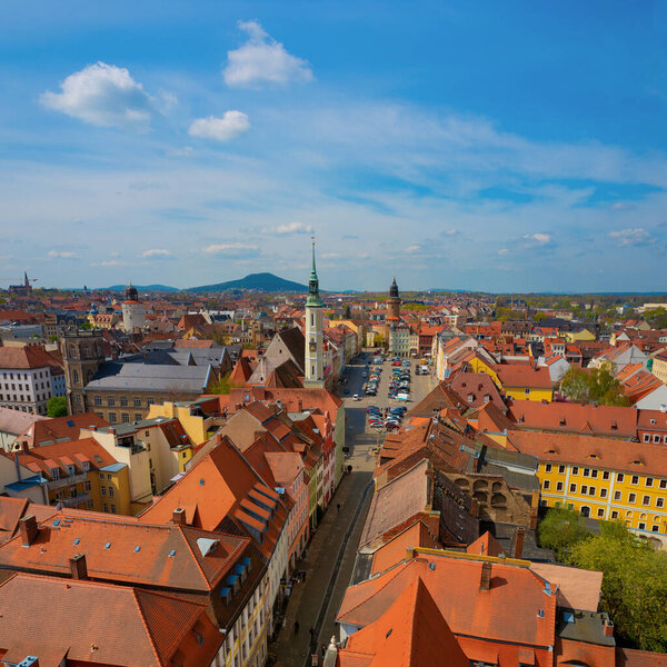 29.04.2022 - Panoramic aerial view of old town. Goerlitz, Germany.