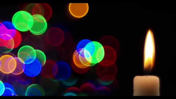 Lumières Clignotantes Colorées Festives Sur Écran Noir — Video