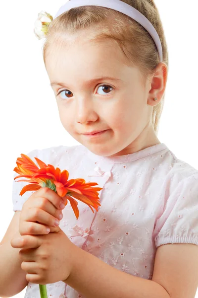 Pretty little girl with flower — Stock Photo, Image