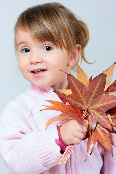 Playing with autumn leaves — Stock Photo, Image