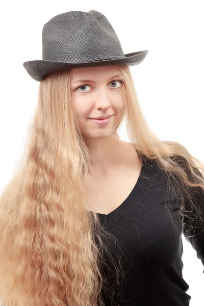 Blond girl with hat — Stock Photo, Image