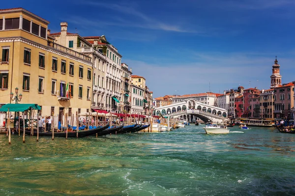 Венеция Италия Сентября 2011 Вид Мост Риальто Ponte Rialto Красочные — стоковое фото