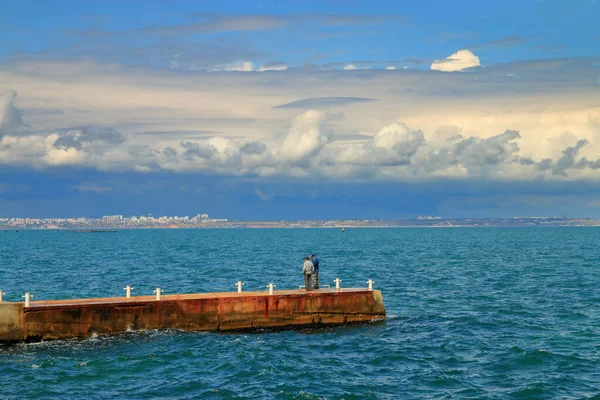 Foto Fue Tomada Ciudad Odessa Imagen Muestra Paisaje Nublado Mar —  Fotos de Stock