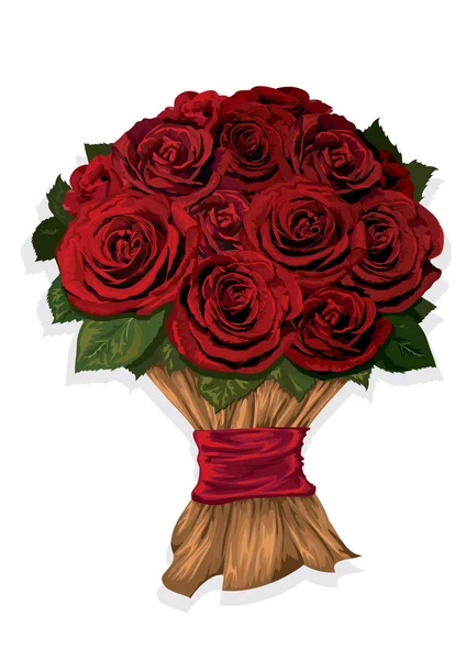 Ramo de rosas rojas — Vector de stock