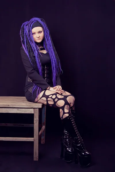 Woman with purple dreadlocks — Stock Photo, Image